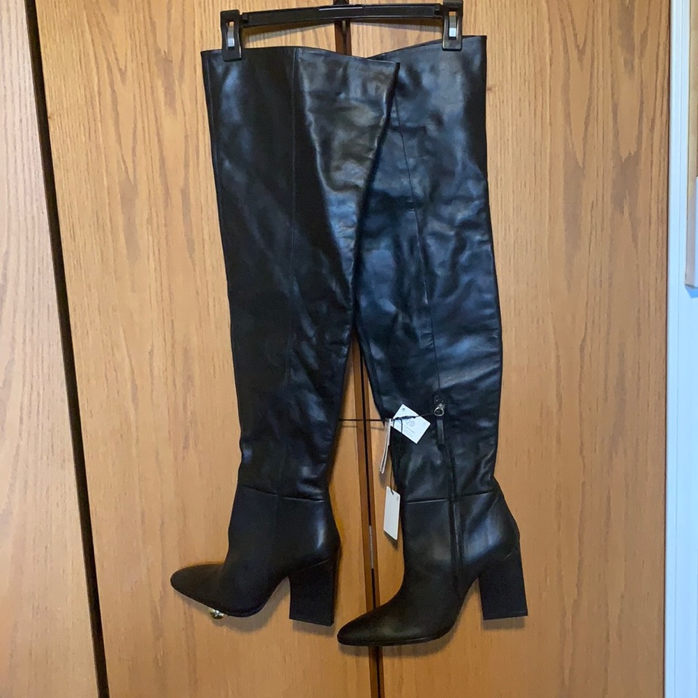 NWT Black over the knee Zara leather boots